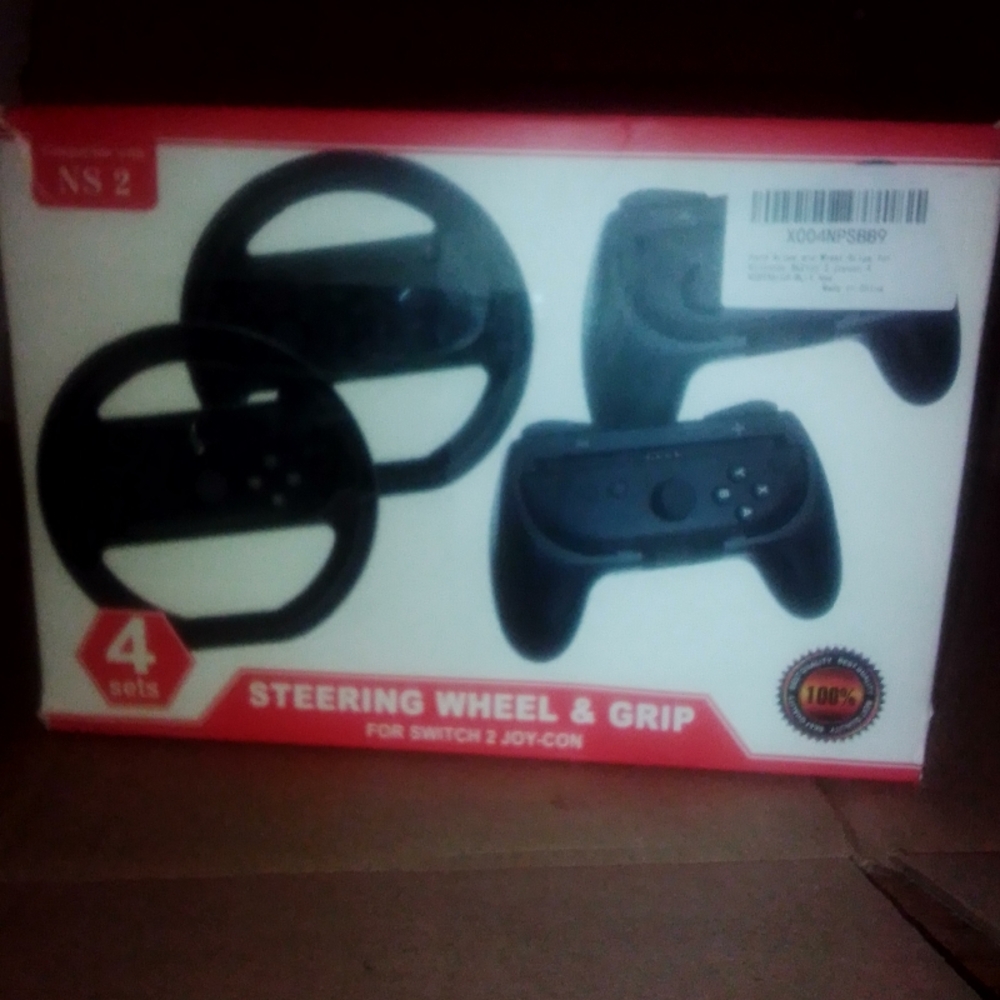Black Steering Wheel and Grip Set for Switch 2 Joy-Con